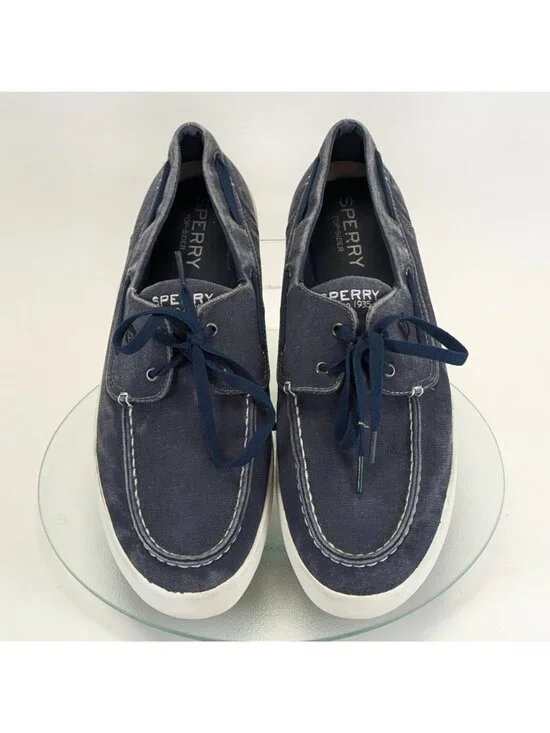 Men's Sperry Top-Sider Bahama 2-Eye Navy Blue Canvas Shoes Style C16-61432.SZ 12 - Picture 7 of 11
